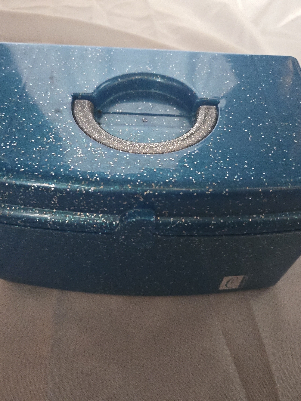 Caboodles Teal Glitter Makeup Case with Handle